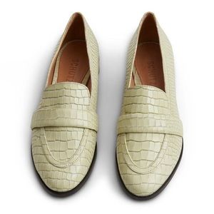 SCHUTZ Romina green/mint crocodile loafers